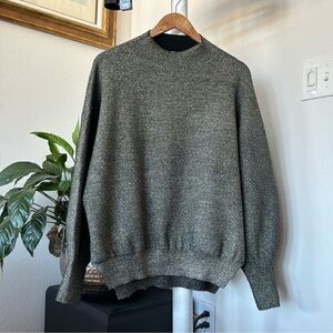 H&M Oversized Metallic Silver Glitter Sparkly Sweater Sz M Mock Side Slits